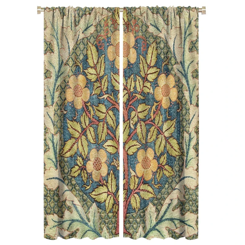 William Morris Botanical Art Windows Curtains Famous Floral Patterns Vintage Floral Patterns Blackout Curtains, for Living Room Bedroom 52x84in 2 Panels