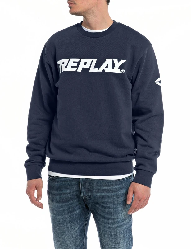REPLAY Men's M6705 Sweatshirt, Blue. 085, 3XL