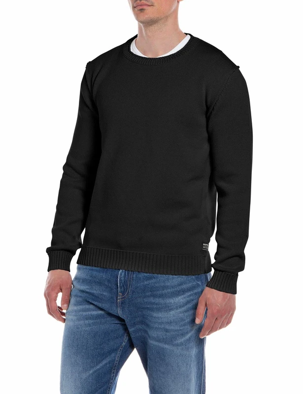 REPLAY Men's Wool Mix Sweater, Black 098 (Black), M