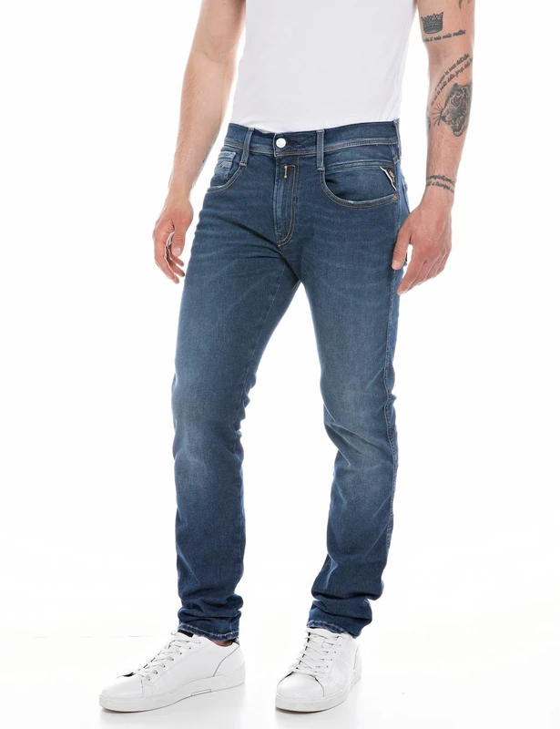 Replay Men's Jeans Anbass Slim-Fit Hyperflex Forever Dark with Stretch, Blue (Dark Blue 007), 38W / 36L