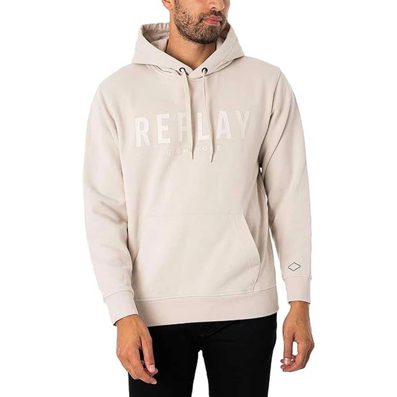 REPLAY Men's M6717 Hooded Sweatshirt, Butter White 012, 3XL