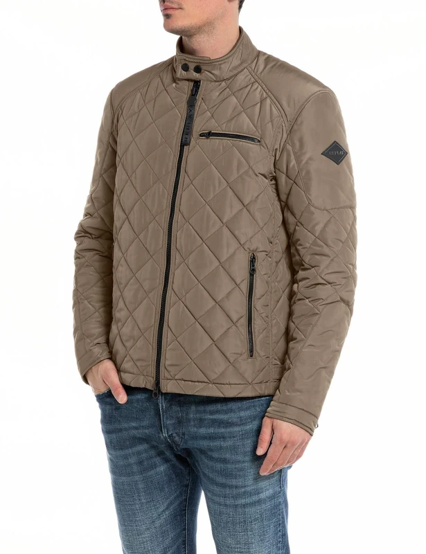 REPLAY men's quilted jacket without hood, Earth 557 (brown), M