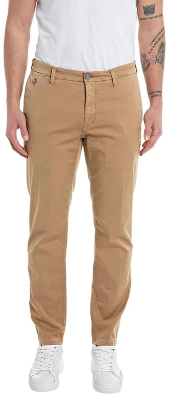 REPLAY Herren Chino Benni Regular-Fit mit Stretch, Havana 325 (Beige), 36W / 34L
