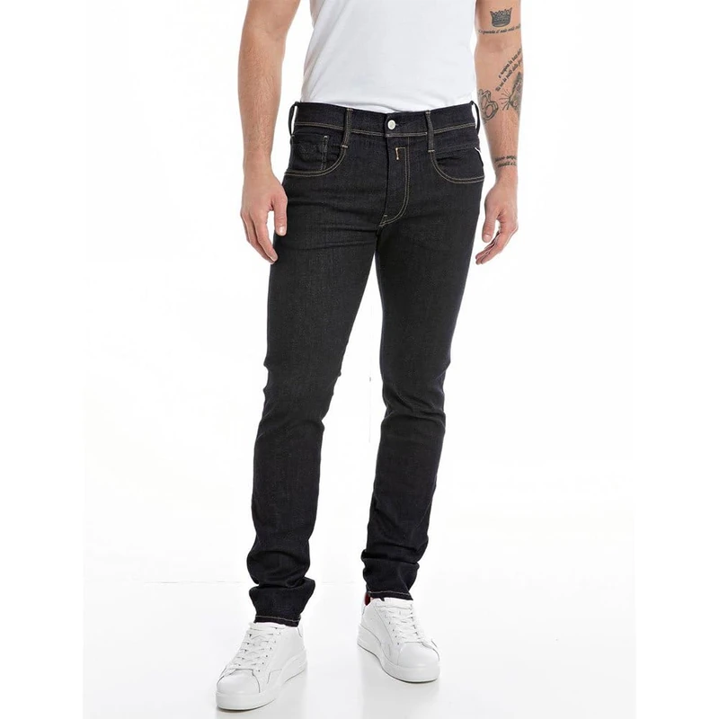 Replay Men's Anbass Slim-Fit Hyperflex Forever Dark Jeans with Stretch, Blue (Dark Blue 007), 34W / 36L