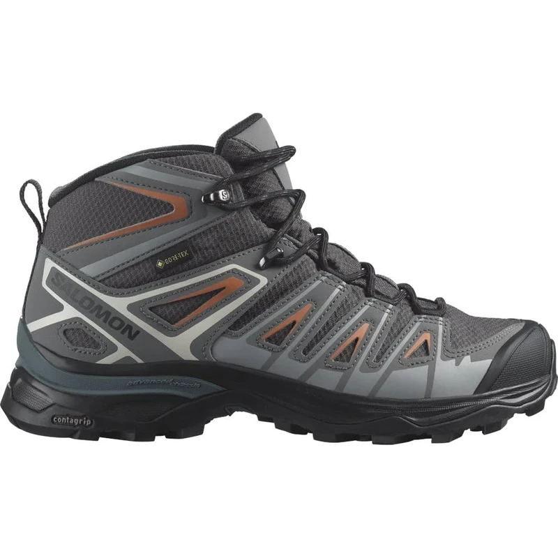 Salomon X Ultra Pioneer Mid Gore-Tex Women's Hiking Waterproof Shoes, All weather, Secure foothold, and Stable & cushioned, Magnet, 8.5