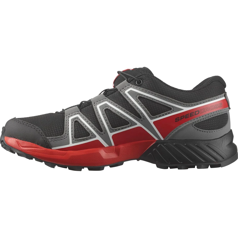 Salomon Unisex Kids Speedcross Trail Running Shoe, Black Quiet Shade High Risk Red, 12.5 UK