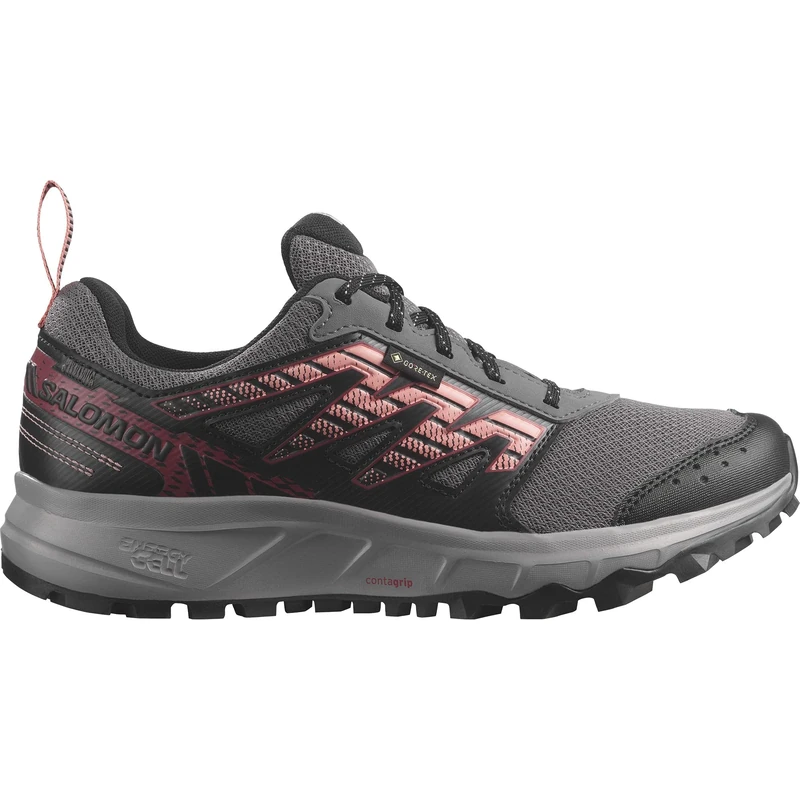 Salomon Wander Gore-Tex Women's Trail Running Waterproof Shoes, Outdoor ready, Cushy comfort, and Secure foothold, Plum Kitten, 8
