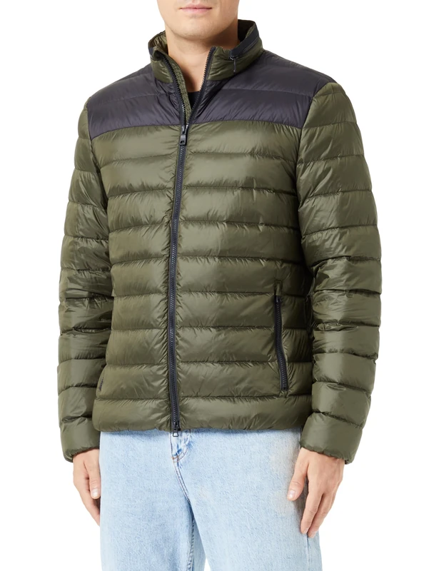 Geox Men's M REGIO Jacket, Olive Night/Black, 40
