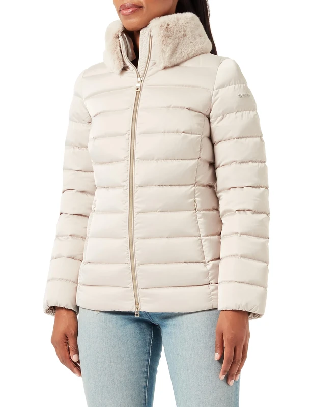 Geox Women's W BETTANIE Jacket, SILVER GRAY,