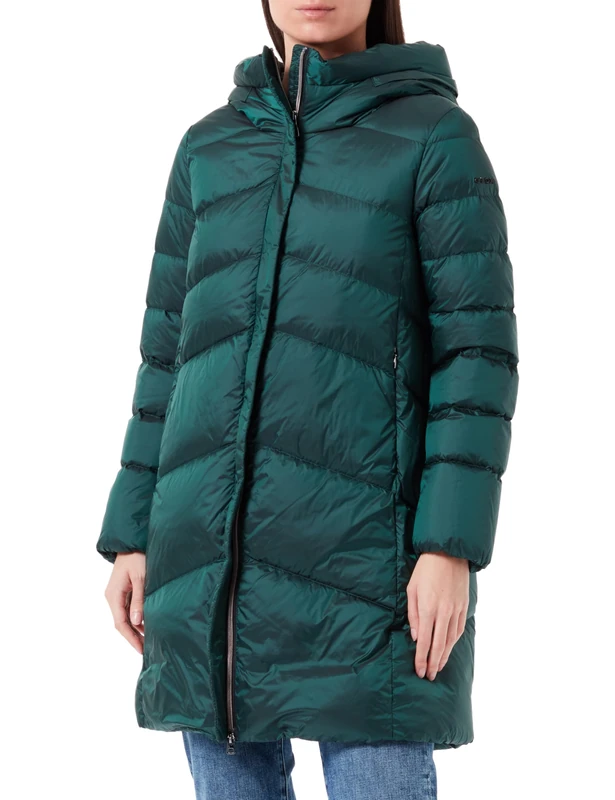 Geox Women's W ADRYA Jacket, DK PINEGROOVE GREEN,