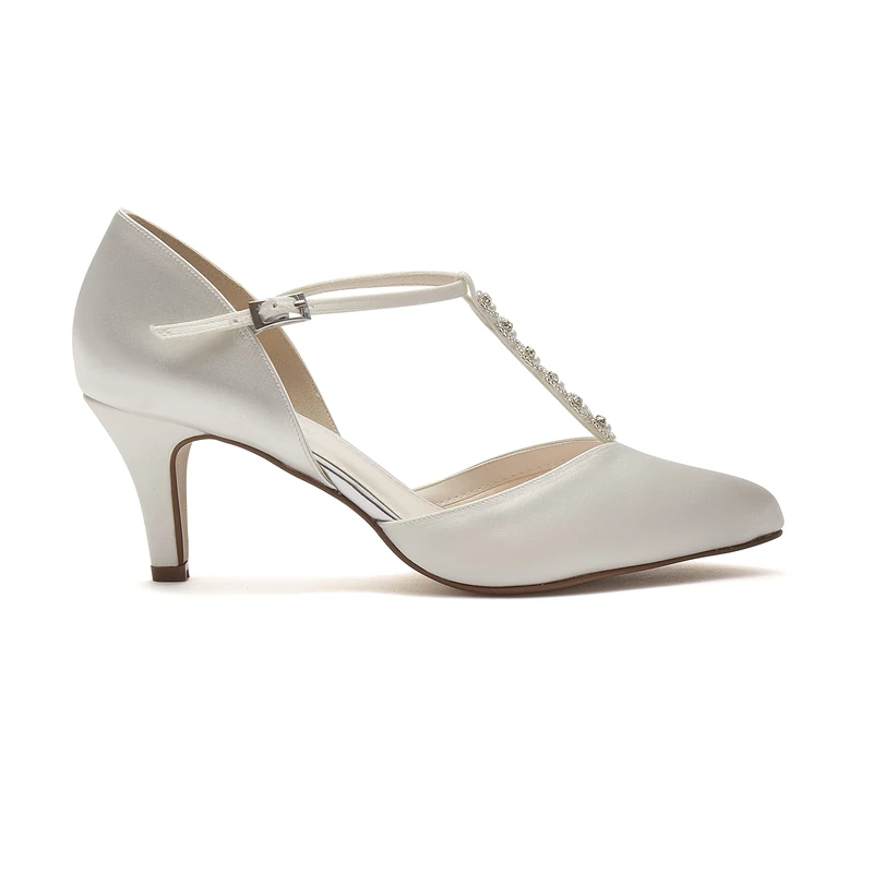 Rainbow Club Women's Cordelia T-Bar Wedding Shoes, 4 Ivory