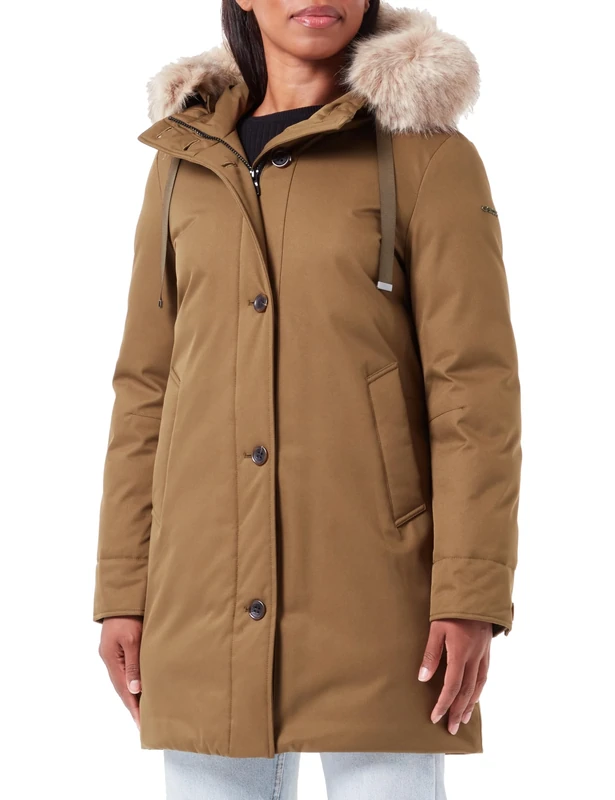 Geox Women's W CARUM Jacket, Dark Olive, 24