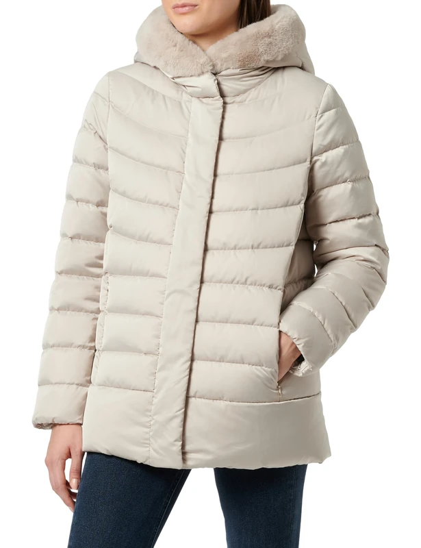 Geox Women's W CHLOO Jacket, Silver Gray, 42