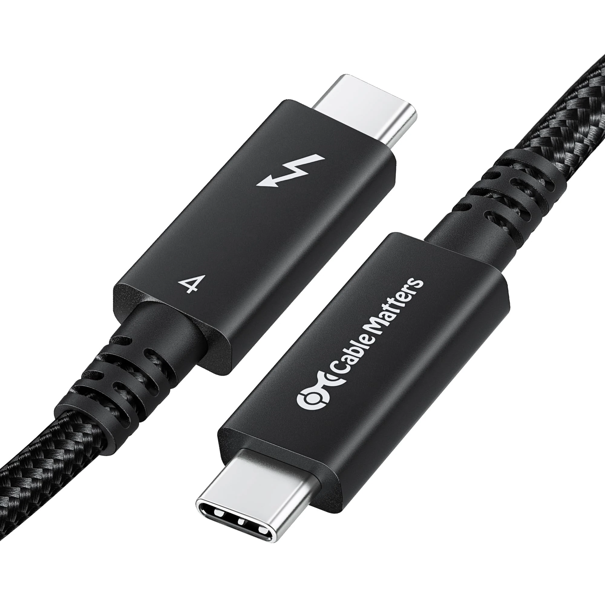 Cable Matters [Intel Certified] Braided 40Gbps Active Thunderbolt 4 Cable 2 m with 100W Charging and 8K Video - Fully Compatible with USB C/USB-C, USB 4 / USB4, and Thunderbolt 3