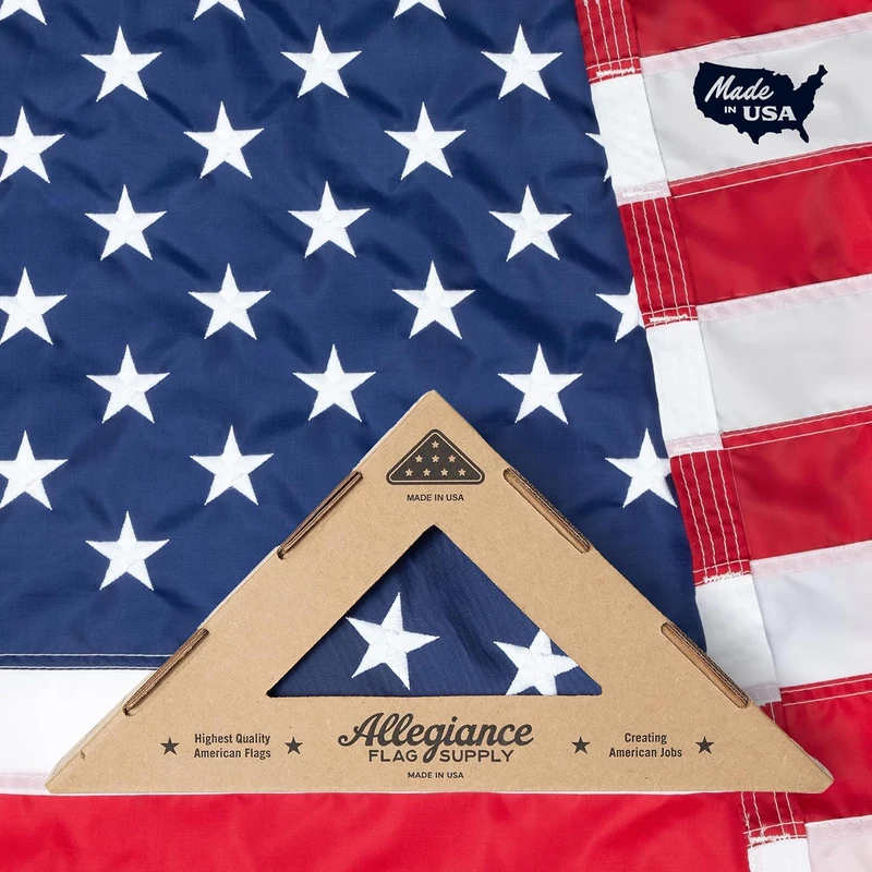 Allegiance Flag Supply 3' x 5' American Flag | American-Sourced Nylon Fabric, Embroidered Stars, Hand-Stitched | Proudly Made in USA