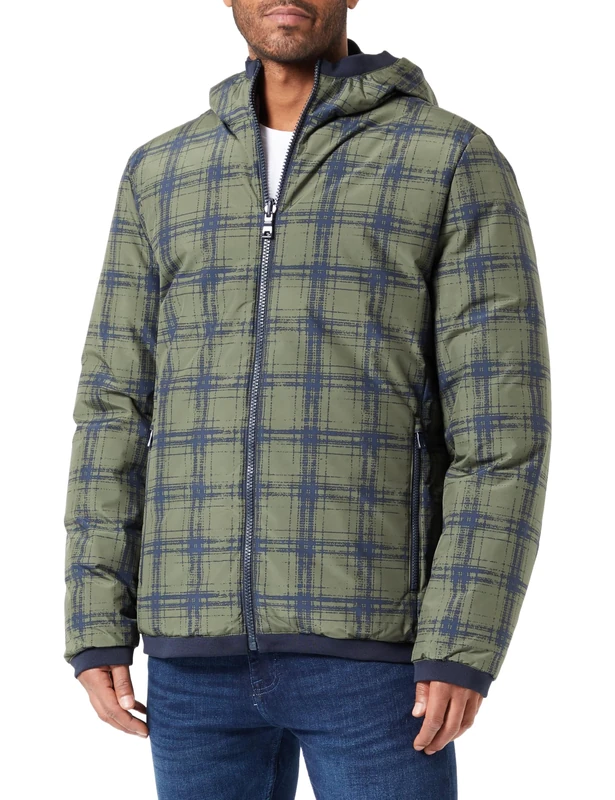 Geox Men's M RAVEX Jacket, Olive Night/Sky CAPT, 40
