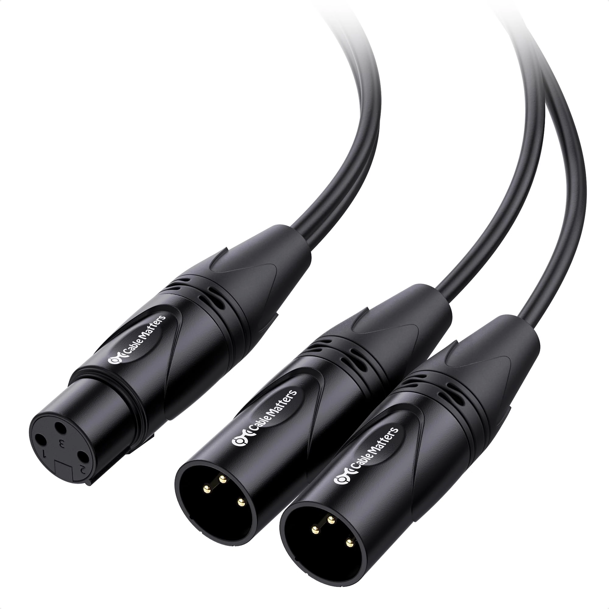 Cable Matters 2-Pack XLR Splitter Cable, Female to 2 Male XLR Y Cable 45 cm, Microphone Patch Y cord, 3 Pin Splitter Cord Audio Adapter