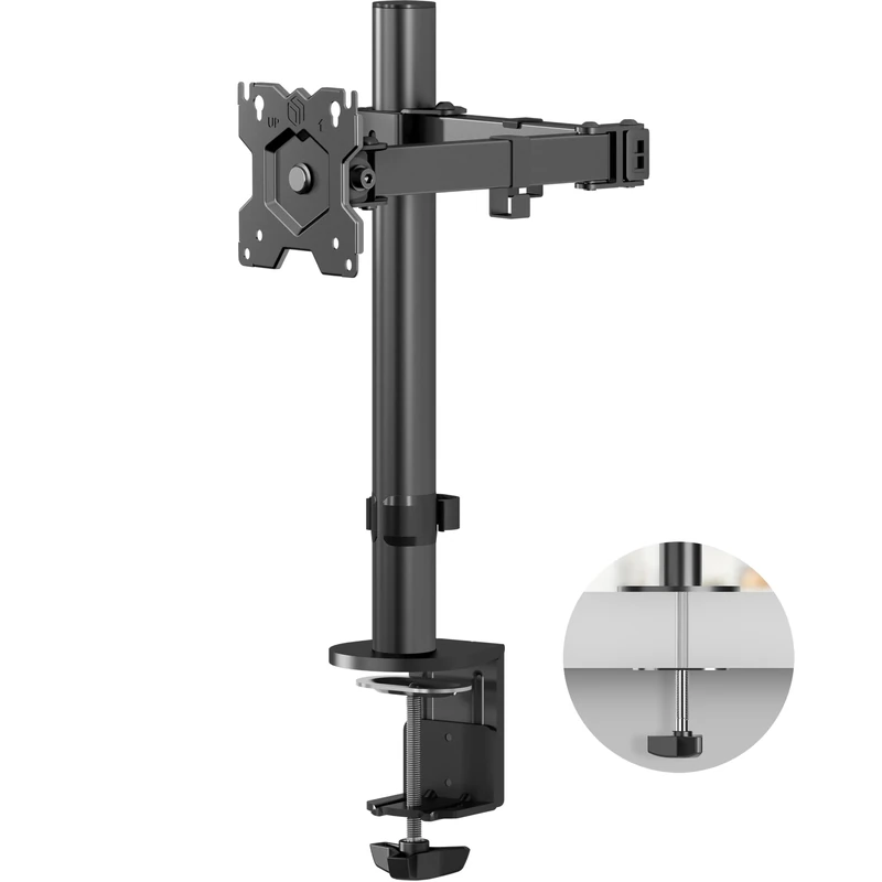 ONKRON Single Monitor Arm Desk Mount for 13" - 34", Screen Arms for Desks up to 8 kg, Full Motion PC Monitor Arm VESA 75x75-100x100, Computer Screen Stand Desk Black D121E-B