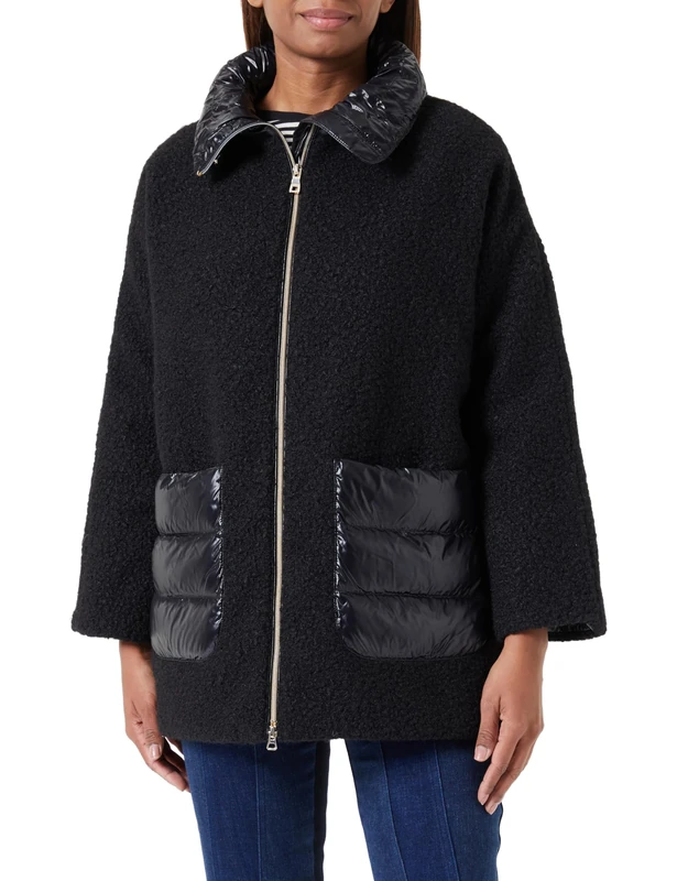 Geox Women's W CALITHE Jacket, Black/Black, 46