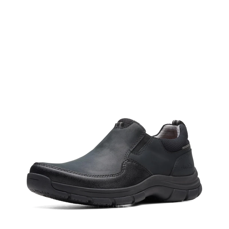 Clarks Mens Walpath StepLoafer, Black Leather, 14
