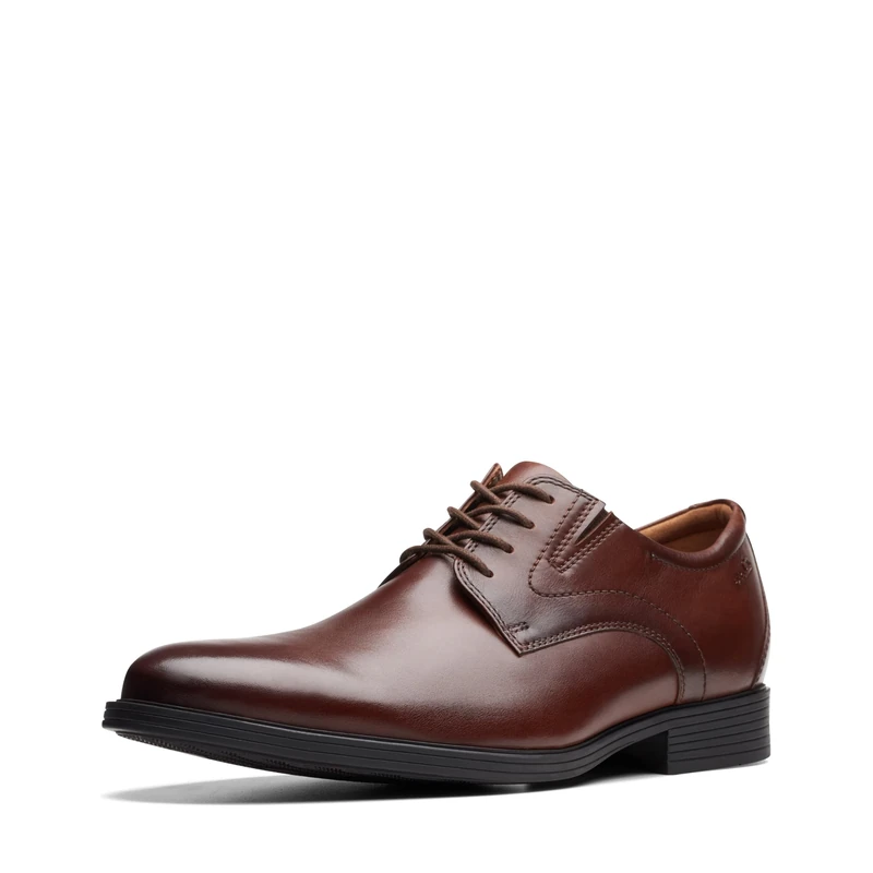 Clarks Men's Whiddon Plain Oxford, Mahogany Leather, 7.5