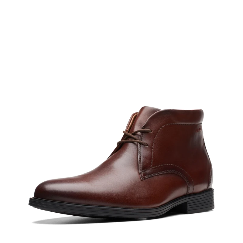 Clarks Men's Whiddon Mid Chukka Boot, Mahogany Leather, 11 UK Wide