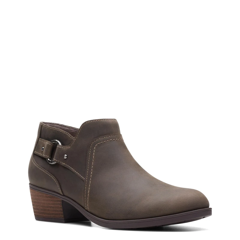 Clarks Women's Charlten Grace Ankle Boot, Taupe Oily Leather, 8