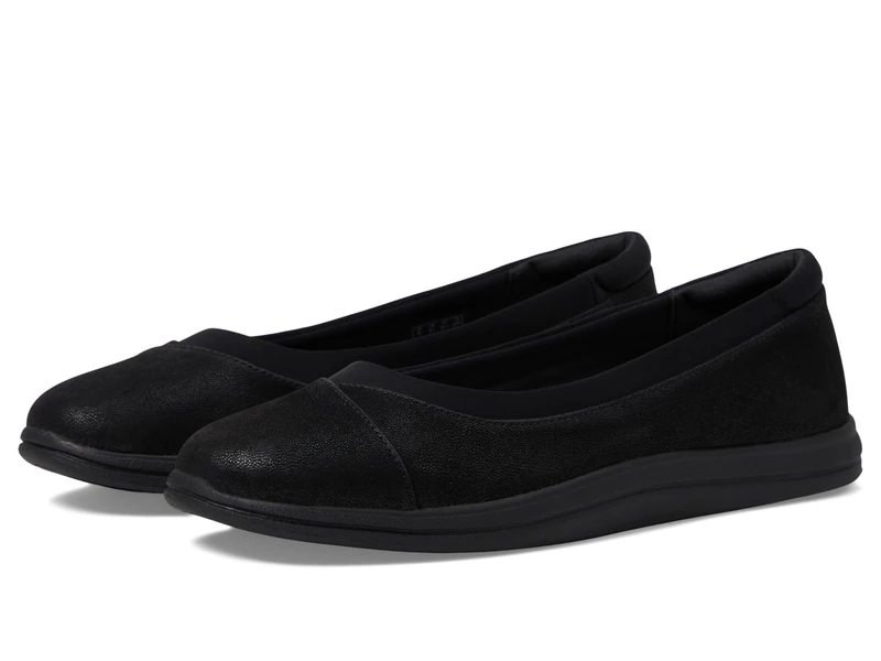 Clarks Women's Breeze Ayla Ballet Flats, Black Synthetic, 6.5 UK