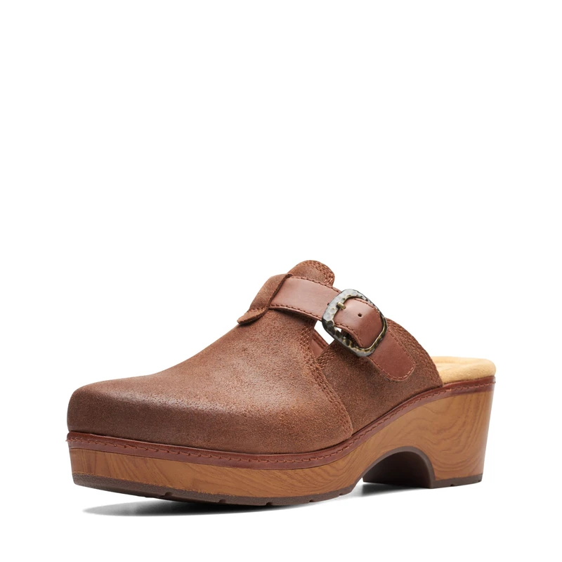 Clarks Women's Paizlee Nora Clog, Tan Suede, 6.5 UK Wide