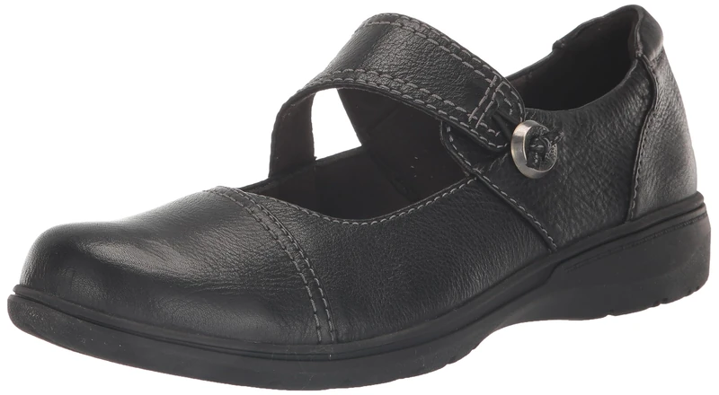 Clarks Women Carleigh Mary Jane Flat, Black (Black Leather), 41 EU Weit