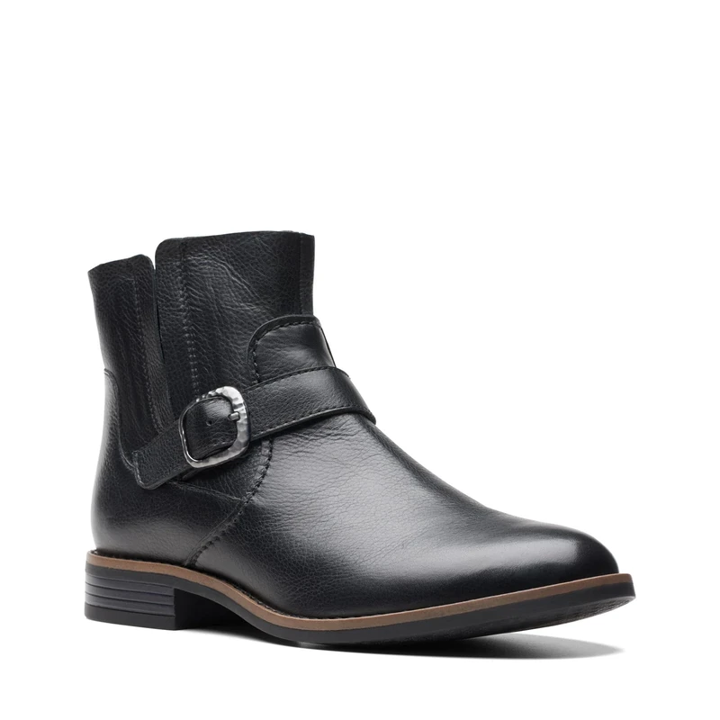 Clarks Women's Camzin Loop Ankle Boot, Black Leather, 3 UK