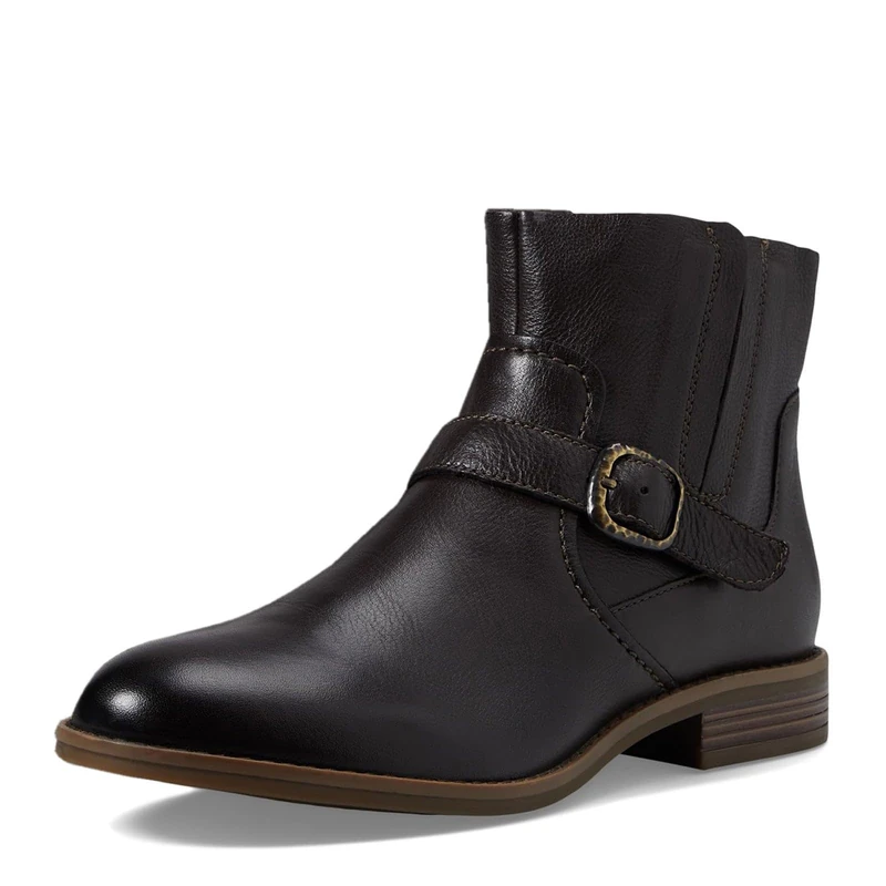 Clarks Women's Camzin Loop Ankle Boot, Dark Brown Leather, 7