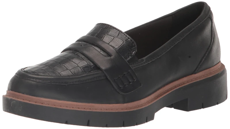 Clarks Women's Westlynn Ayla Loafer, Black Leather, 4.5 UK Wide