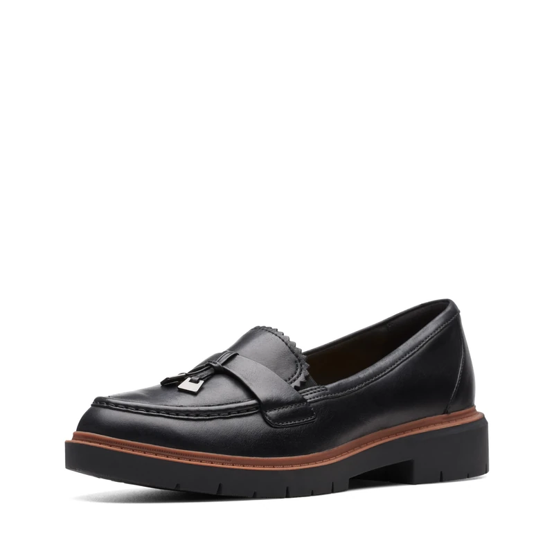 Clarks Women's Westlynn Bella Loafer, Black Leather, 6.5 UK