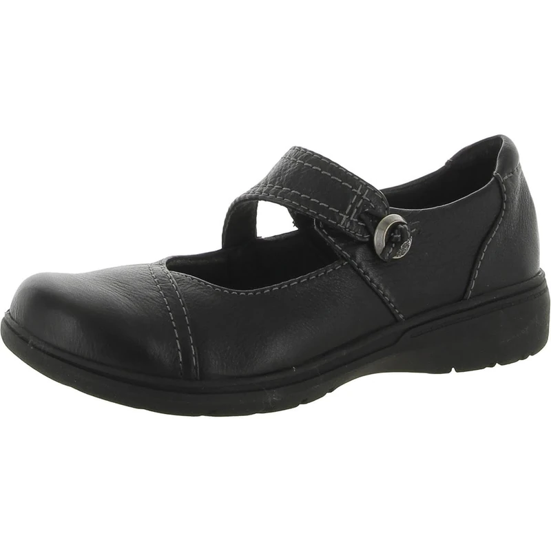 Clarks - Womens Carleigh Jane Shoes, Color Black Leather, Size: 2.5 UK