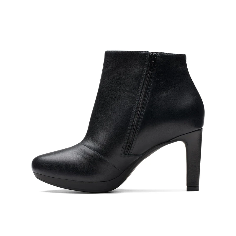 Clarks Women's Ambyr Rise Ankle Boot, Black Leather, 10