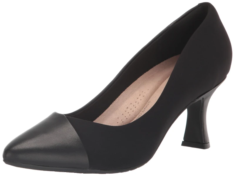 Clarks Women's Kataleyna Rose Pump, Black Leather, 7.5