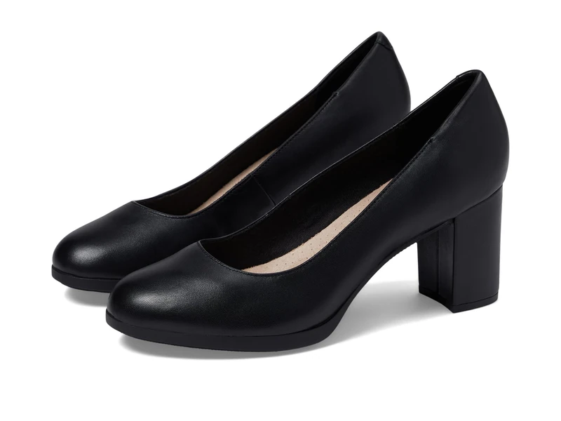 Clarks - Womens Bayla Skip Shoes, Color Black Leather, Size: 5 UK