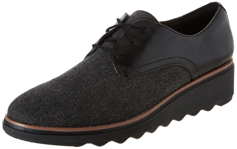 Clarks Womens Sharon Rae Shoes - Black Twee - Size 5 UK Wide