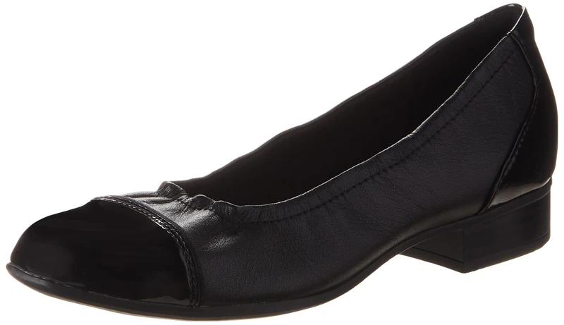Clarks Women's Juliet Step Pump, Black Leather, 10 Wide