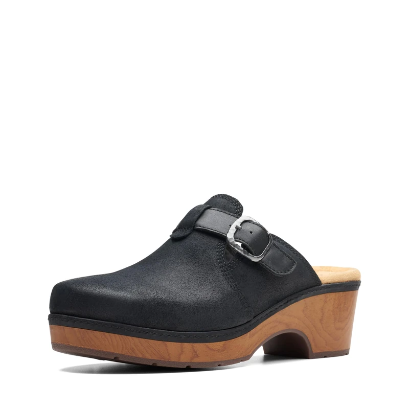 Clarks Women's Paizlee Nora Clog, Black Suede, 10