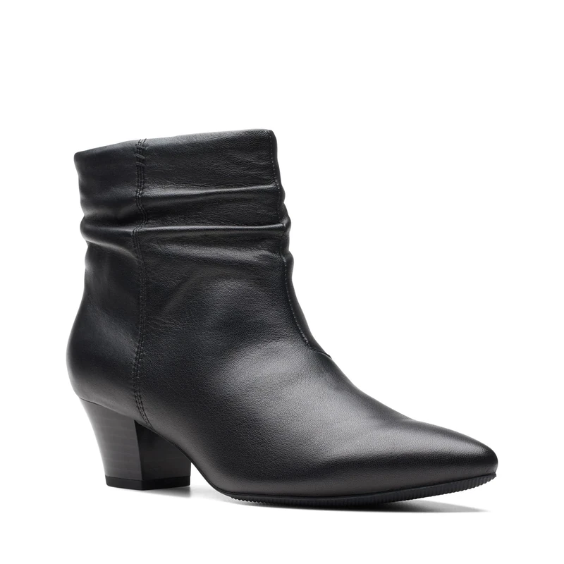 Clarks Women's Teresa Skip Ankle Boot, Black Leather, 6