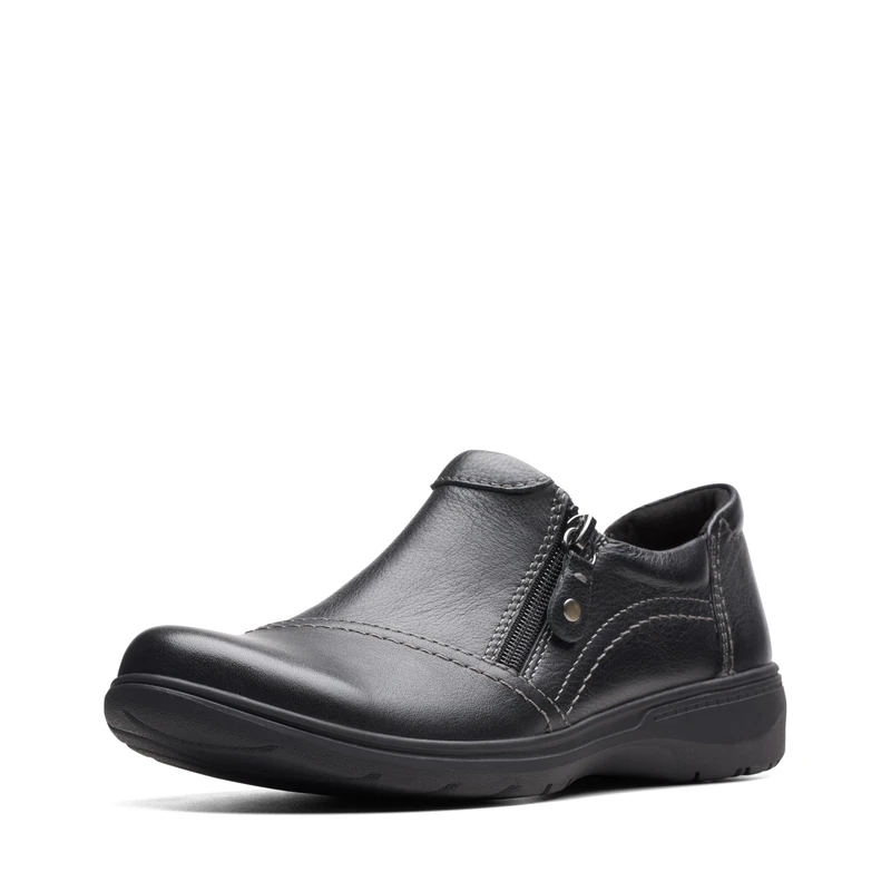 Clarks - Womens Carleigh Ray Shoes, Color Black Leather, Size: 9.5 UK Narrow