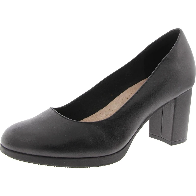 Clarks Women's Bayla Skip Pump, Black Leather, 5