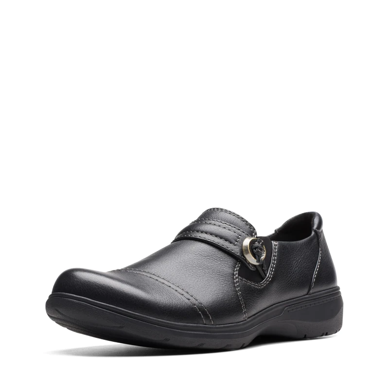 Clarks Women's Carleigh Pearl Loafer, Black Leather, 3.5 UK