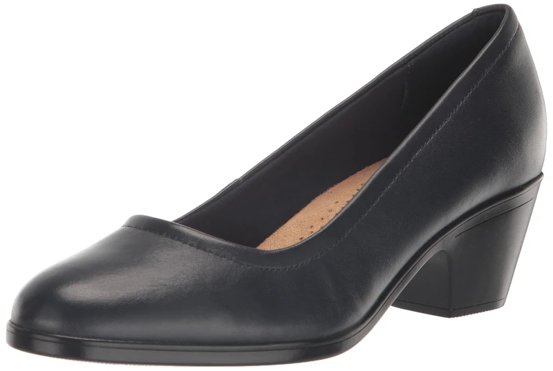 Clarks - Womens Emily 2 Ruby Shoes, Color Navy Leather, Size: 6 UK Narrow
