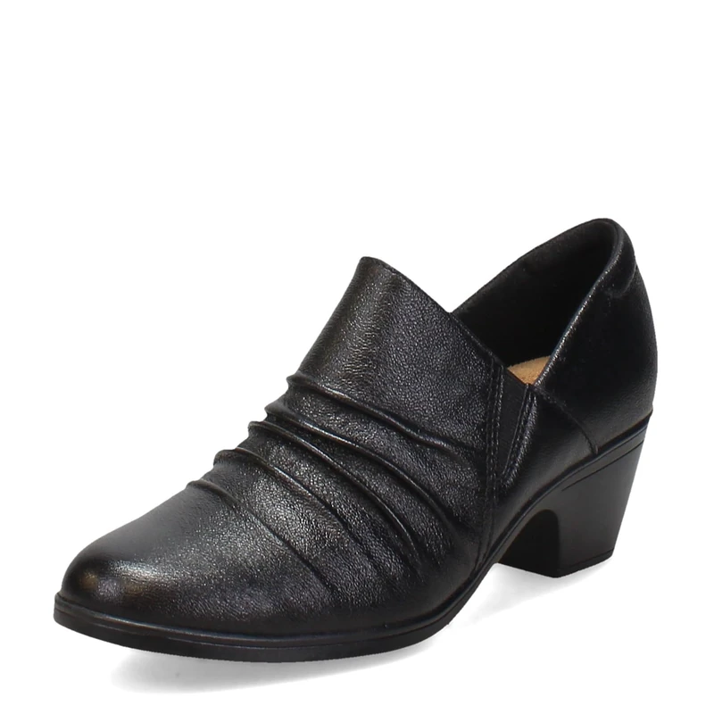 Clarks - Womens Emily 2 Cove Shoes, Color Black Leather, Size: 7 UK