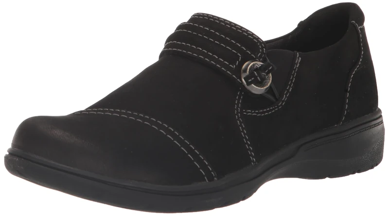 Clarks Women's Carleigh Pearl Loafer, Black Nubuck, 9