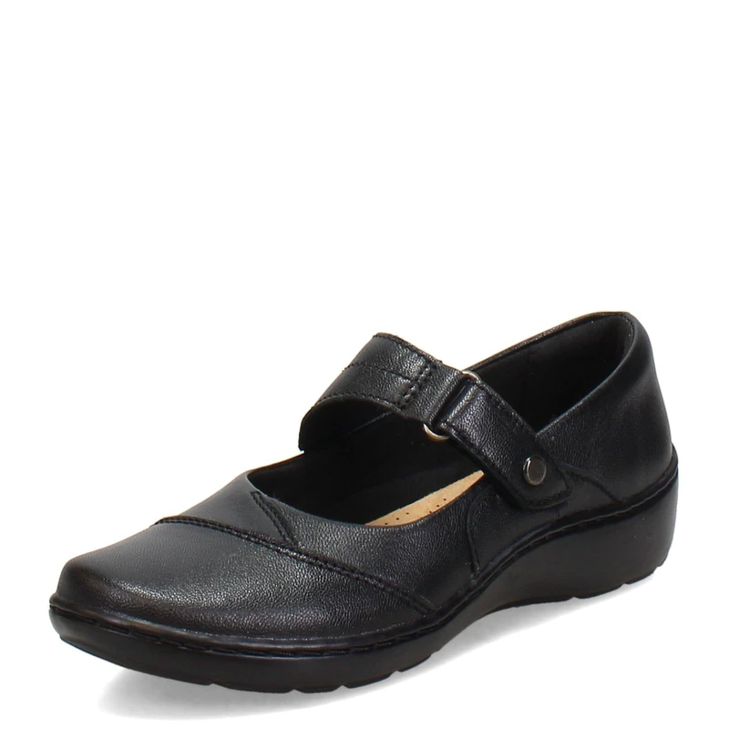 Clarks - Womens Cora Gema Shoes, Color Black Leather, Size: 3.5 UK