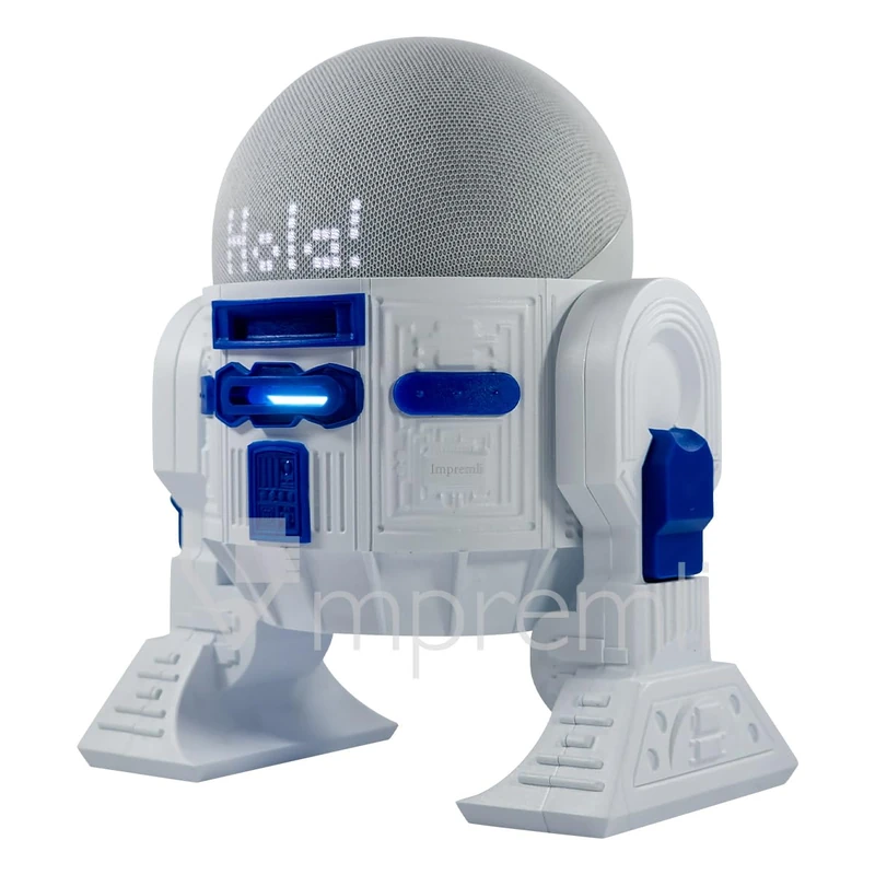 impremli Android Rus-T1 Stand Speaker Compatible with Alexa Echo Dot 3 Gen, 4 Gen, 5 Gen, HomePod Mini, Google Home Mini/Nest Mini y genericos (White/Blue)